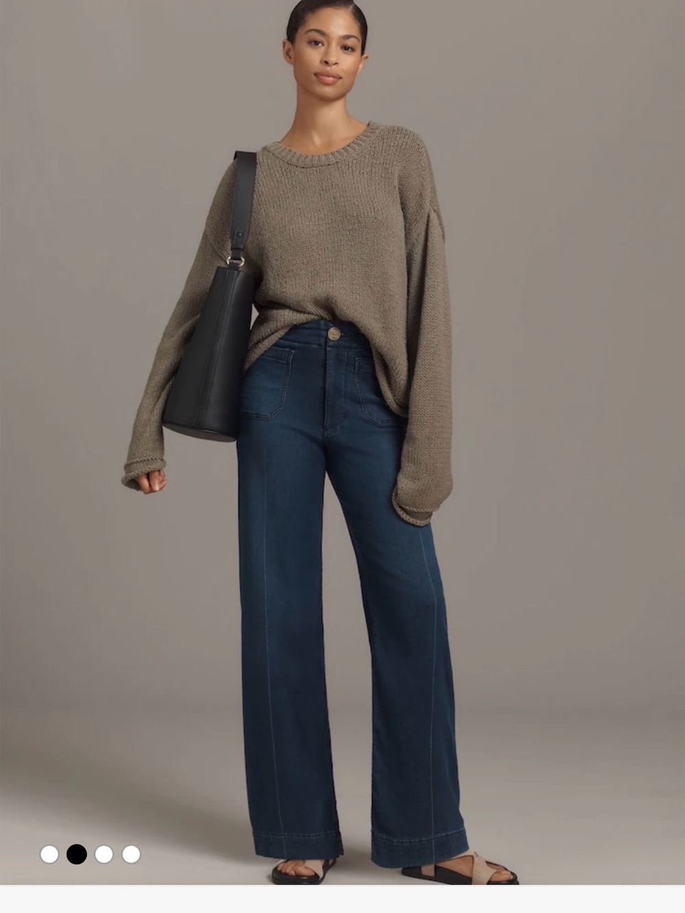 Maeve Wide-Leg Sweatpant Jeans in Deep Blue